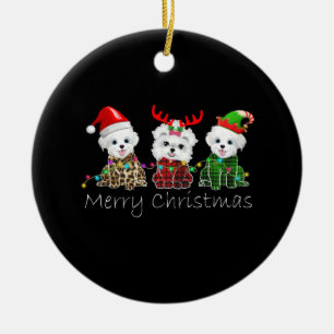 Hund Frohe Weihnachten Maltesisch Keramik Ornament