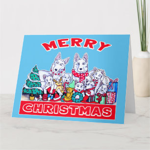 Hund frohe Weihnachten White Shepherd Holiday GSD Karte