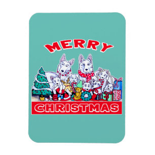 Hund frohe Weihnachten White Shepherd Holiday GSD Magnet