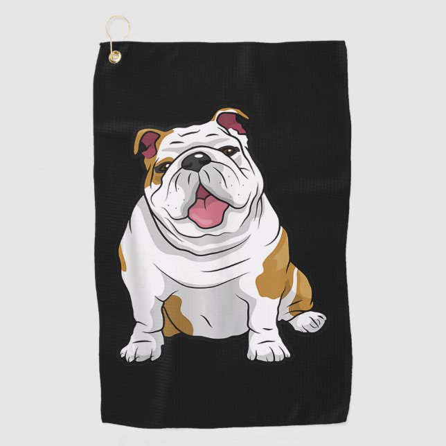 Hund| Funny English Bulldog Welpe Geschenk Golfhandtuch (Vorderseite)