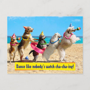 Hund Geburtstag Party Conga Line Einladungspostkarte