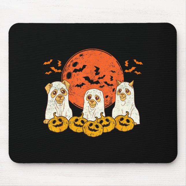 Hund Geist Süßer Hund Als Geist Verkleidet Lustig Mousepad (Vorne)