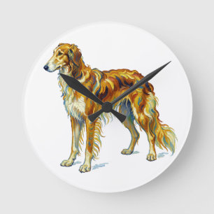 Hund Geschenk Lebendige Bunte Saluki-Hund-Design Runde Wanduhr
