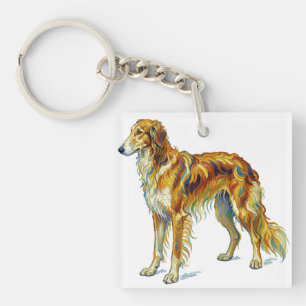 Hund Geschenk Lebendige Bunte Saluki-Hunde-Design Schlüsselanhänger
