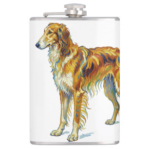 Hund Geschenk Lebendige Farbige Saluki Hund Design Flachmann