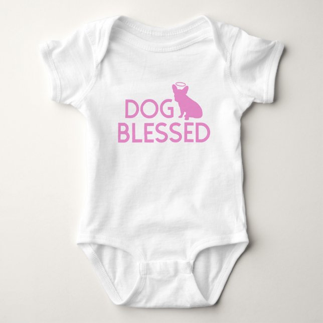 "Hund gesegnete" französische Baby Strampler (Vorderseite)