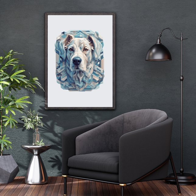 Hund Gesicht bläulich graues ästhetisches Mosaik [ Poster (Von Creator hochgeladen)