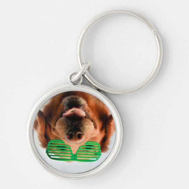 Hund Getty Bild-| mit Gläsern Schlüsselanhänger (Vorne)