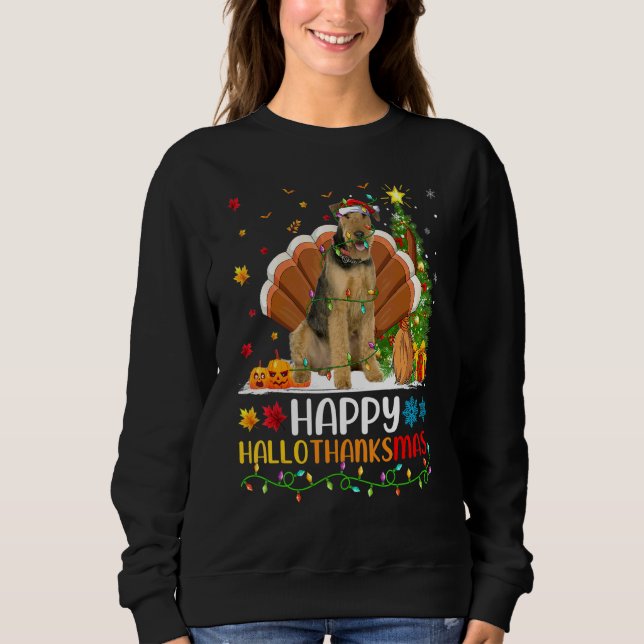 Hund   Glücklicher Airedale Terrier Hund Hellothan Sweatshirt (Vorderseite)
