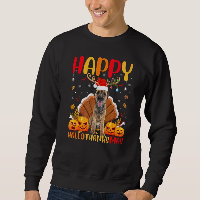 Hund  Glücklicher Border Terrier Hund Hellothanksm Sweatshirt (Vorderseite)