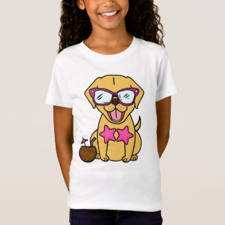 Hund Golden Retriever mit Sonnenbrille am Strand T-Shirt