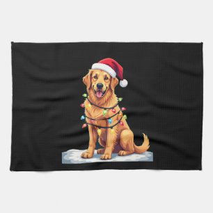 Hund Golden Retriever Santa Weihnachten Xmas Licht Geschirrtuch