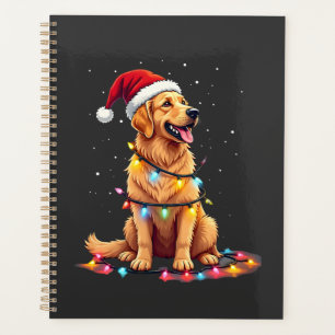 Hund Golden Retriever Santa Weihnachten Xmas Licht Planer