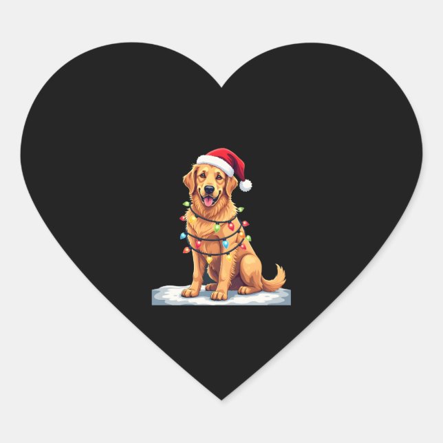 Hund Golden Retriever Weihnachten Weihnachten Weih Herz-Aufkleber (Vorderseite)