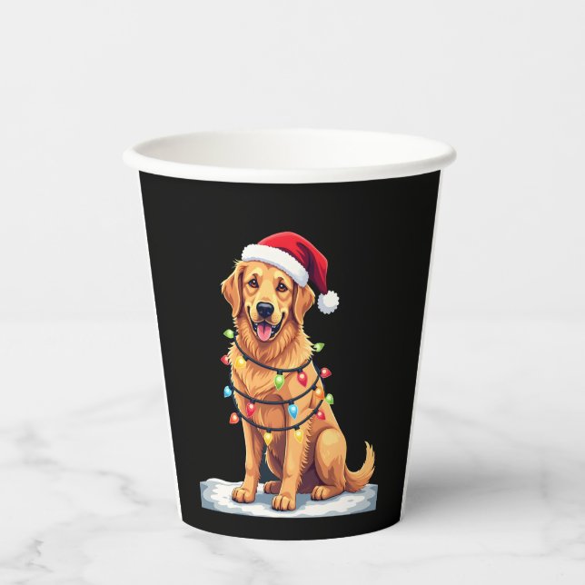 Hund Golden Retriever Weihnachten Weihnachten Weih Pappbecher (Vorderseite)