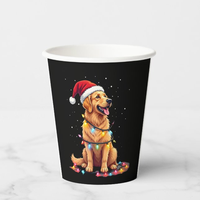 Hund Golden Retriever Weihnachten Weihnachten Weih Pappbecher (Vorderseite)
