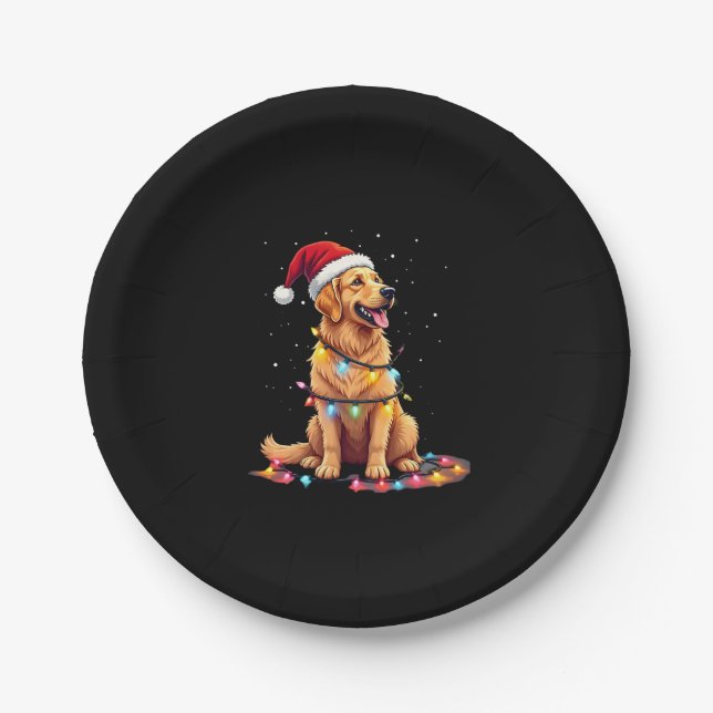 Hund Golden Retriever Weihnachten Weihnachten Weih Pappteller (Vorderseite)