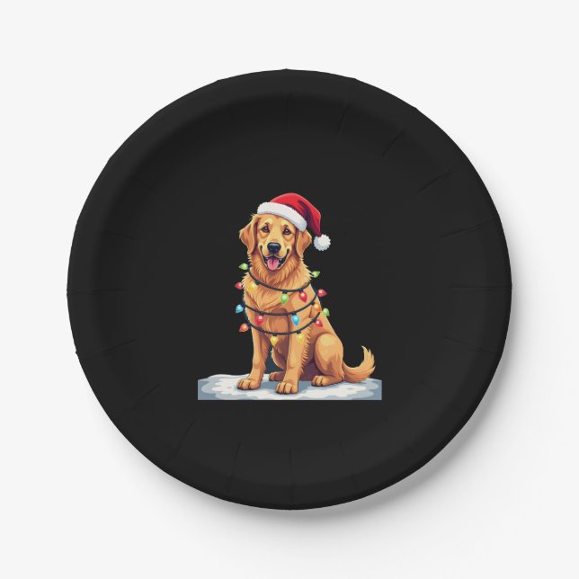 Hund Golden Retriever Weihnachten Weihnachten Weih Pappteller (Vorderseite)