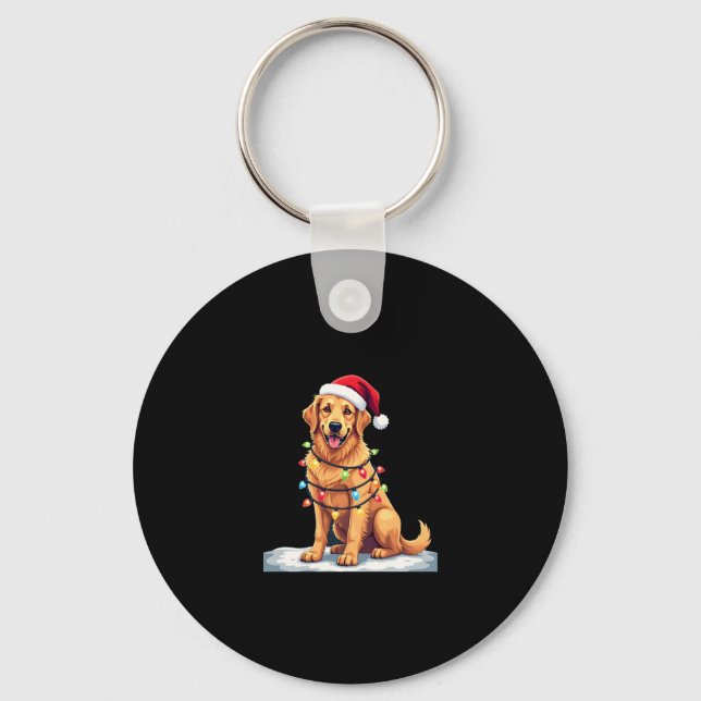 Hund Golden Retriever Weihnachten Weihnachten Weih Schlüsselanhänger (Vorderseite)