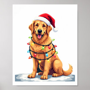 Hund Golden Retriever Weihnachtsmann Christmas Xma Poster
