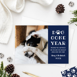 Hund Gone Year Funny Navy Pet Foto Feiertagskarte