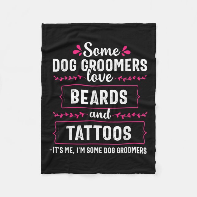 Hund Groomer Funny Beards Tattoos Haustier Groomp  Fleecedecke (Vorderseite)