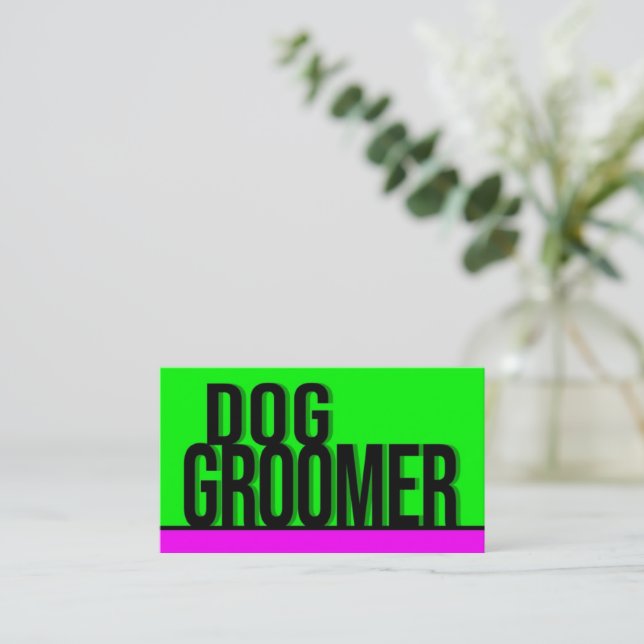 Hund Groomer Hot Green Hot Pink Visitenkarte (Stehend Vorderseite)