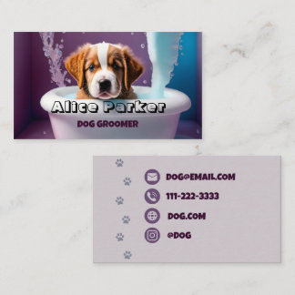 Hund Groomer, Hund im Bad, Visitenkarte