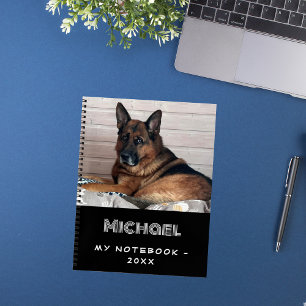 Hund GSD Foto schwarz weiß Notizbuch