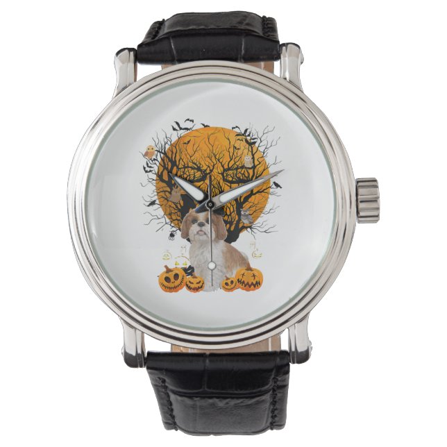 Hund Halloween Armbanduhr (Vorderseite)
