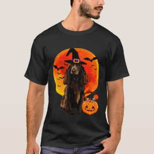Hund Halloween Field Spaniel Kürbislaterne Pumpkin T-Shirt
