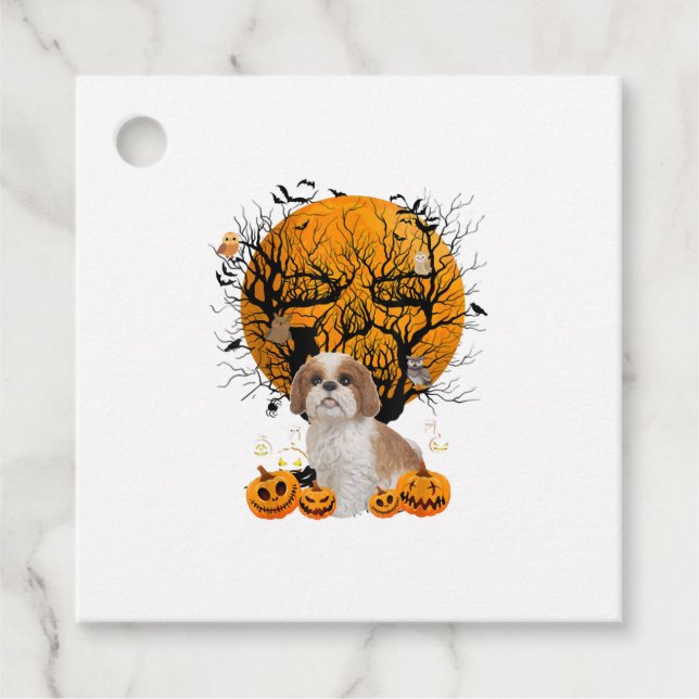 Hund Halloween Geschenkanhänger (Vorderseite)