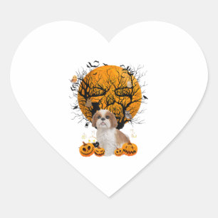 Hund Halloween Herz-Aufkleber