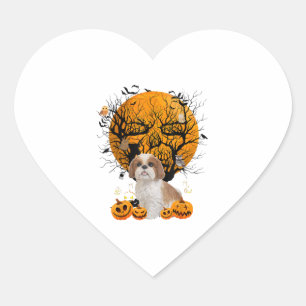 Hund Halloween Herz-Aufkleber