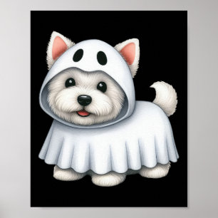 Hund Halloween Kostüm Ghost West Highland Terrier Poster