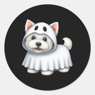 Hund Halloween Kostüm Ghost West Highland Terrier Runder Aufkleber