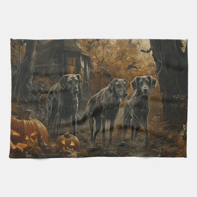 Hund Halloween Night Doggy Delight Geschirrtuch (Horizontal)