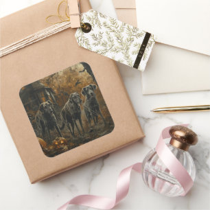 Hund Halloween Night Doggy Delight Quadratischer Aufkleber