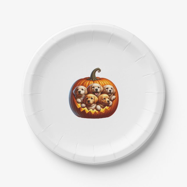 Hund Halloween Pappteller (Vorderseite)