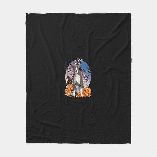 Hund Halloween Pitbull Kürbislaterne Pumpkin Tank Fleecedecke (Vorderseite)