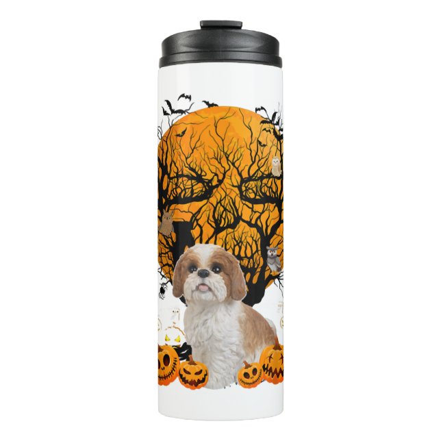 Hund Halloween Thermosbecher (Vorderseite)