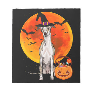 Hund Halloween Whippet Kürbislaterne Pumpkin Notizblock