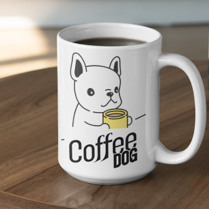 Hund halten eine Tasse sagt Coffee Dog