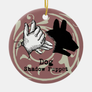 Hund-Handpuppen-Schatten-Spiele Vintage Keramikornament