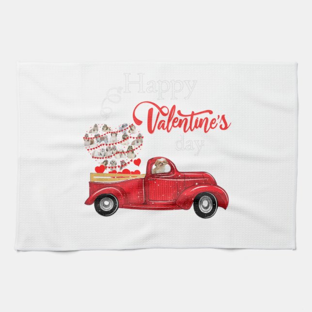 Hund| Happly Valentine Day Ship Tzu Geschirrtuch (Horizontal)