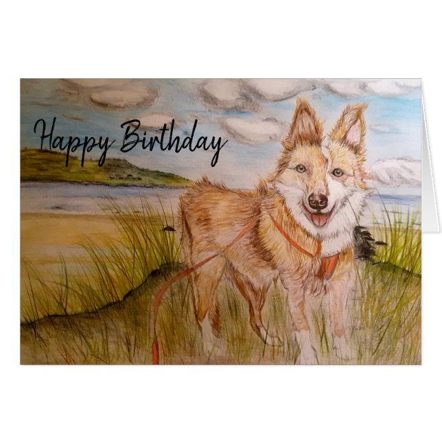 Hund Happy Birthday Card (Vorderseite (Horizontal))