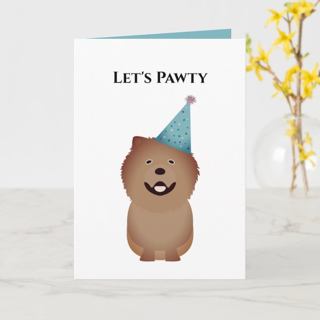 Hund Happy Birthday Card, lasst uns Pawty Chow Cho Karte (Gelbe Blume)