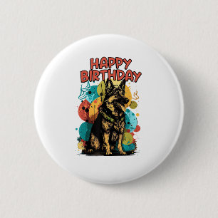 Hund Happy Birthday Party Shep Clot Button