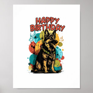 Hund Happy Birthday Party Shep Clot Poster