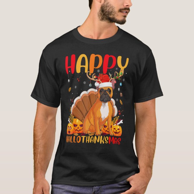 Hund Happy French Bulldog Hellothanksmas T-Shirt (Vorderseite)